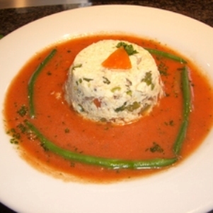 Flan de legumés au coulis de tomate